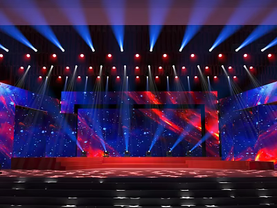 Professional Commercial Stage Equipment With LED Display Screens And Lighting System Setup 3d model