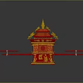 Intricate Plant Carvings Adorn Red And Gold Traditional Chinese Sedan Chair