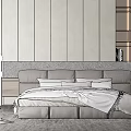 Modern Double Bed Simple Bedding Combination 3d model