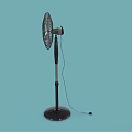 Black Stand Air Conditioning Fan With Metal Blades Adjustable Height And Stable Base
