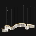 Modern Elegant Crystal Chandelier With Curved Spiral Structure And Layered Glass Lighting