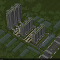 Aerial Planning for Residential Community With High-Rise Buildings Greenery Roads And Open Areas