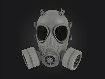 Classic Gray Gas Mask Design With Dual Lenses And Side Filters Features 3d model