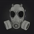 Classic Gray Gas Mask Design With Dual Lenses And Side Filters Features