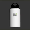 Stainless Steel Insulated Water Bottle With Silver Body Black Lid And Healthy Hydration Logo