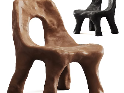 Unique Modern Single Sofa In Brown And Black With Abstract Sculptural Design 3d model