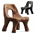 Unique Modern Single Sofa In Brown And Black With Abstract Sculptural Design