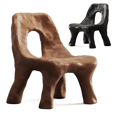 Unique Modern Single Sofa In Brown And Black With Abstract Sculptural Design 3d model