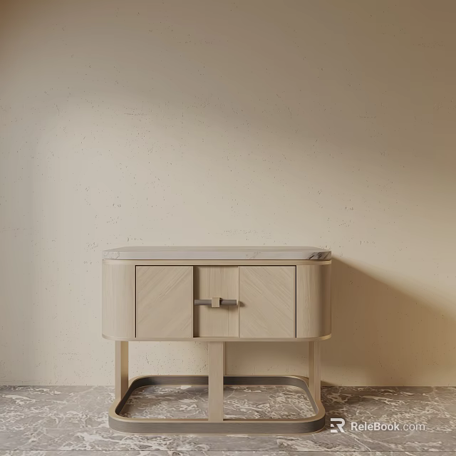 Modern Light Wood Bedside Table With Single Drawer And Slim Metal Legs Design 3d model 