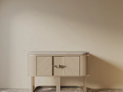 Modern Light Wood Bedside Table With Single Drawer And Slim Metal Legs Design 3d model
