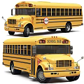 Yellow School Bus Exterior Design With Stop Sign And Side Windows
