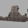 Ancient Ruined Brick Building Exterior Wall With Broken Structure And Weathered Texture