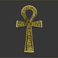 Vintage Golden Ankh Fashion Accessory Pendant With Intricate Symbols For Clothing