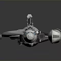 Sci Fi Spaceship 3D Model With White Body Orange Components And Mechanical Design 3d model