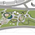 Park Landscape Design With Lush Greenery Circular Paths And Central Garden Area