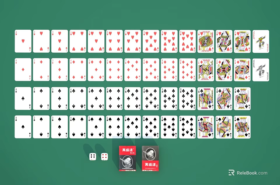 Decorative Ornament Set Featuring Playing Cards Dice And Red Boxes For Home Decor 3d model