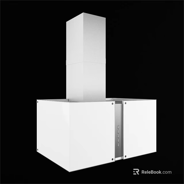 Sleek Modern White Kitchen Range Hood With Control Panel And Cabinet Design 3d model 