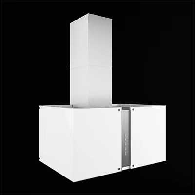 Sleek Modern White Kitchen Range Hood With Control Panel And Cabinet Design 3d model
