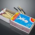 Open Household Essential Safety Matchbox With Colorful Sun Figure Illustration And Wooden Matches