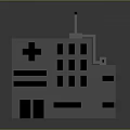 Modern Gray Architectural Building Model With Windows Roof Chimney And Extended Balcony