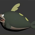 Cute Green Cartoon Shark With Yellow Fin Playful Design 3D Rendered Plush Toy