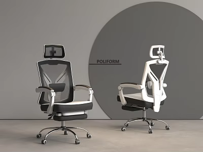 Poliform Modern Office Chairs With Black And White Mesh Back Design 3d model