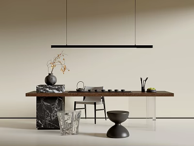Modern tea table and chair combination 3d model