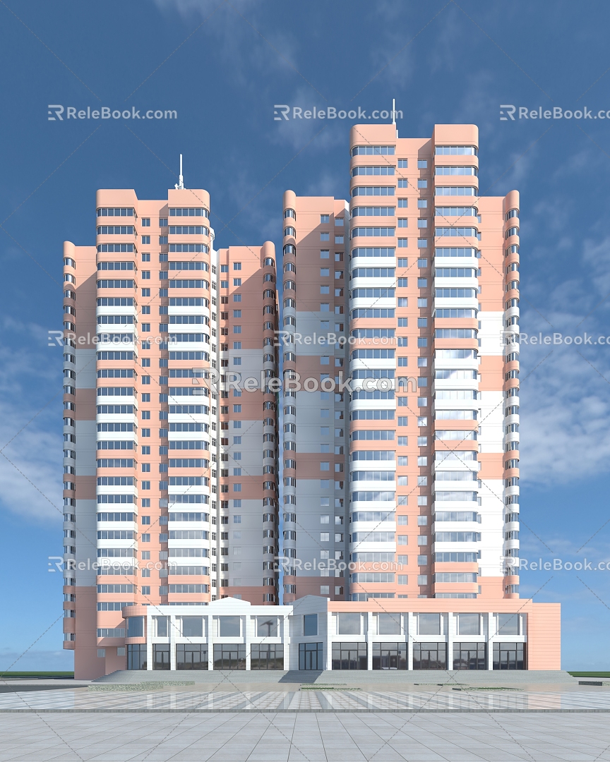 modern residential building 3d model