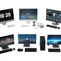 Multiple Computer Monitors With Keyboards Mice Desktop Tower And Accessories Setup