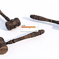 Three Wooden Handle Hammers As Essential Hardware Tools For DIY Projects 3d model