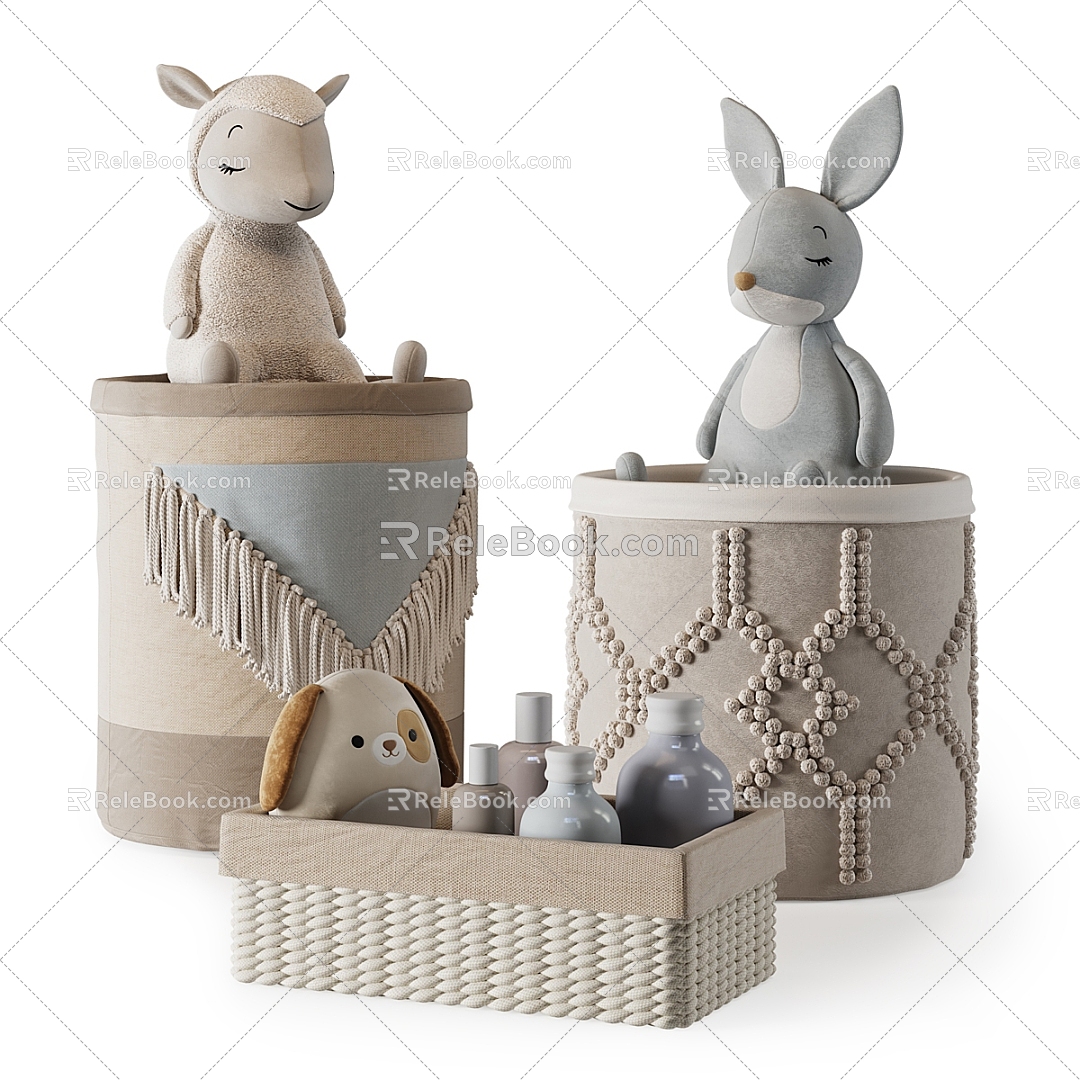 Modern Storage Basket Children's Toy Basket Plush Toy 3d model