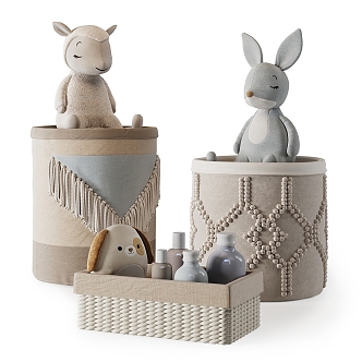 Modern Storage Basket Children's Toy Basket Plush Toy 3d model