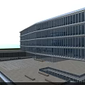 Modern Multi Storey Glass Office Building Exterior With Lawn Staircase And Roadway