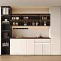 Modern Sideboard Design With Open Shelves White Cabinets And Wooden Countertop Storage