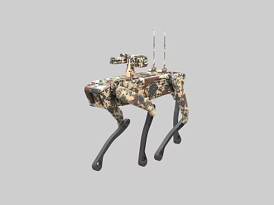 Smart Military Style Four Legged Robot With Camouflage Design And Antenna 3d model