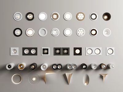 Various Downlights and Spotlights with Modern Designs for Home Interior Lighting 3d model