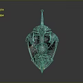 Medieval Decorative Shield With Skull Ornaments Spiked Top And Intricate Carvings