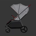 Stylish Baby Stroller With Gray Canopy Red Handle Comfortable Seat And Smooth Wheels