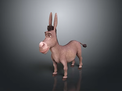 Cute Cartoon Donkey Character With Brown Fur Long Ears And Smiling Face Design 3d model