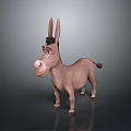 Cute Cartoon Donkey Character With Brown Fur Long Ears And Smiling Face Design