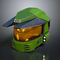 Green Tactical Helmet With Yellow Visor Sci Fi Gaming Armor Design 3d model