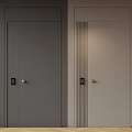 Modern Security Door Interior With Grey And Beige Design Electronic Locks And Handles 3d model
