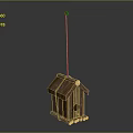 Rustic Wooden Birdhouse With Small Entrance Hole Wooden Stake Base And Metal Rod Top