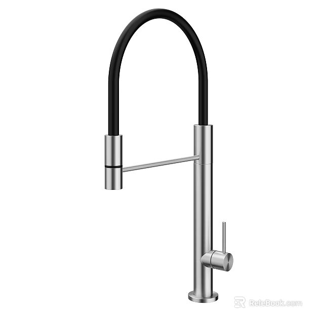 Modern Stainless Steel Kitchen Faucet With High Neck And Swivel Spout 3d model 