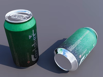 Green Wine Bottles And Glasses Standing And Lying On Gray Surface 3d model