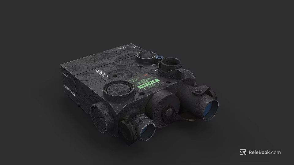 Tactical Weapon Scope With Multiple Lenses Camouflage Design And Control Dials 3d model 