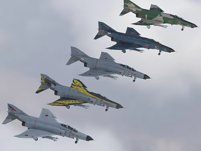 Japan F4EJkai White Tail Hatoyama Fighter 5 Sets of Aircraft Painting 3d model