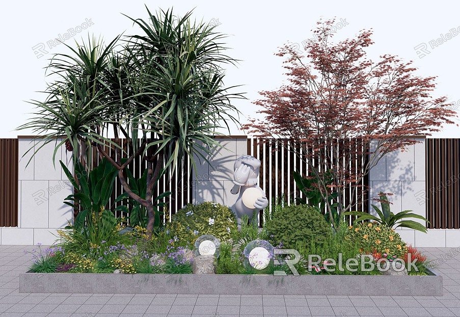 Modern Landscape Sketches Courtyard Sketches Flower Border Plants Flower Group Plants Matching Spherical Shrub Net Safflower Plants Combination model