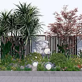 Modern Landscape Sketches Courtyard Sketches Flower Border Plants Flower Group Plants Matching Spherical Shrub Net Safflower Plants Combination 3d model