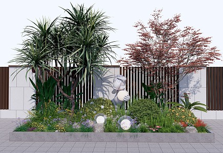 Modern Landscape Sketches Courtyard Sketches Flower Border Plants Flower Group Plants Matching Spherical Shrub Net Safflower Plants Combination 3d model